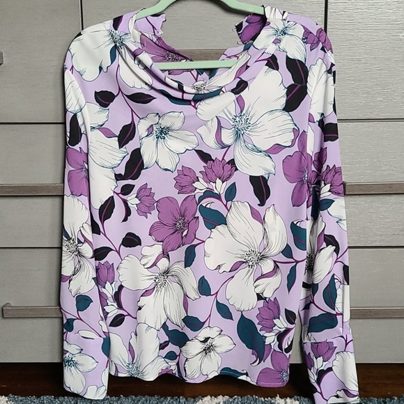 Worthington Tops - Worthington Women's Floral Chiffon Long Sleeve Top